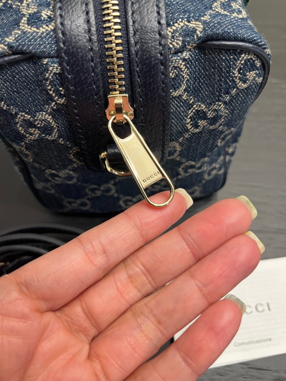 NEW ❤️Gucci💚 Mini GG Handbag in Blue & White GG Denim - Picture 15 of 15